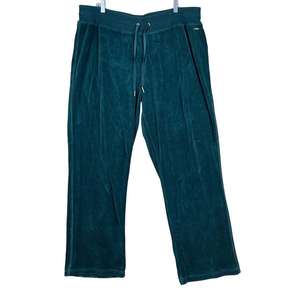 Calvin Klein Womens Pants Green Velvet Sweatpants Soft Comfy Relaxed 2X